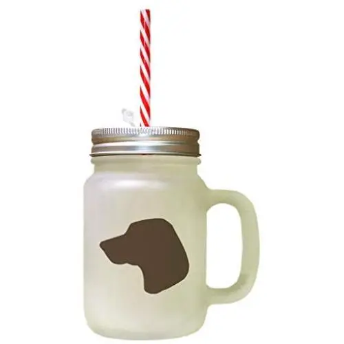 Brown Porcelaine Silhouette Frosted Glass Mason Jar With Straw Brown Porcelaine Silhouette Frosted Glass Mason Jar With Straw