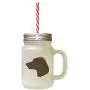 Brown Porcelaine Silhouette Frosted Glass Mason Jar With Straw Brown Porcelaine Silhouette Frosted Glass Mason Jar With Straw