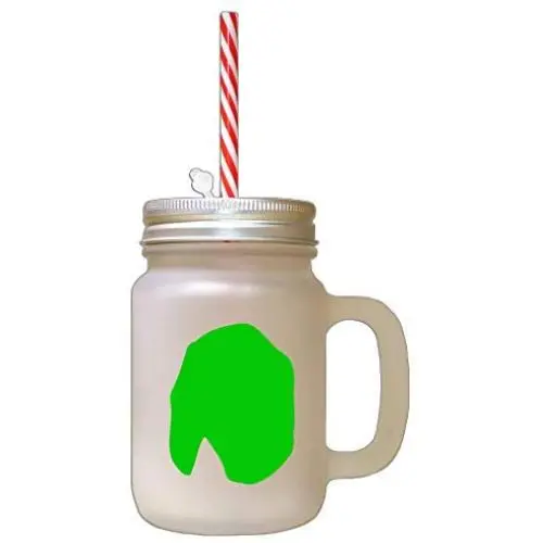 Green Finnish Hound Silhouette Frosted Glass Mason Jar With Straw Green Finnish Hound Silhouette Frosted Glass Mason Jar With Straw