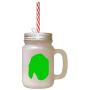 Green Finnish Hound Silhouette Frosted Glass Mason Jar With Straw