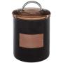 Premier Housewares Hammered Steel Storage Jar Biscuit Canister, 14x14x17cm, Black