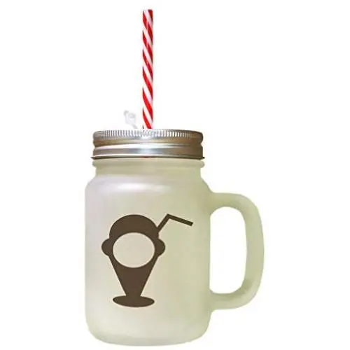 Pot Jar de Concrète à Glace, Verre Froissé Avec Paille Pot Jar de Concrète à Glace, Verre Froissé Avec Paille