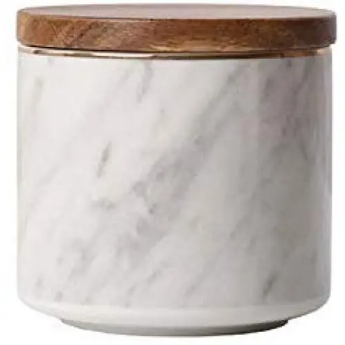 Keramik Lagerglas von Bakoustar mit Dichtung und Holzulüdt-Moderner Keramik-Aufbewahrungsbehälter für Lebensmittel, Tee, Make-up-Pinsel und mehr (460 ml)