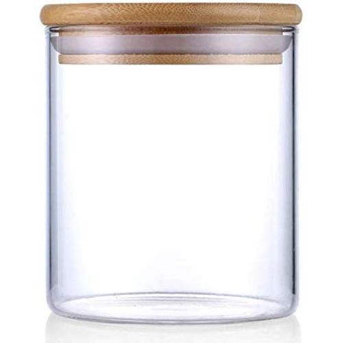 Food Storage Jar, 32 FL OZ (950 ML) Glass Storage Jar with Airtight Seal Bamboo Lid - Modern Design Clear Glass Airtight Seal Food Storage Canister for Home Serving for Coffee, Tea, Sugar and More