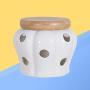 BESTONZON Spice Jars Spice Organizer Round Ceramics Spice Storage with Bamboo Lids for Sealing Garlic Ginger（13 x 13 x 11 cm）