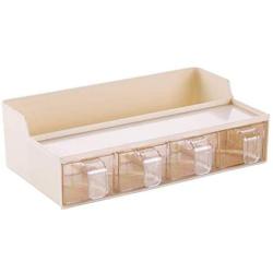 Kitchen Food Storage Jar Airtight Food Storage Kitchen Glass Jar Moisture-Proof Home Multi-Purpose Jam Bottle Cruet Drawer Spice Box Spice Jar Set (Color : Beige)