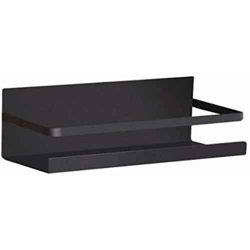 Fridge Spice Rack Organizer Single Tier Magnetic Refrigerator Spice Storage Magnet Shelf, Black