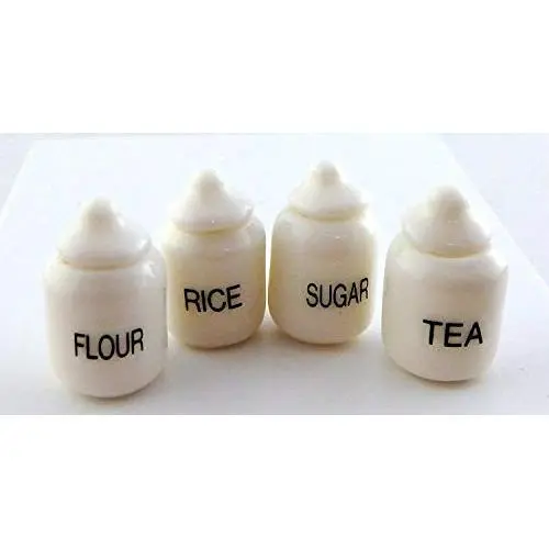 Melody Jane Dolls Houses House Miniature Kitchen Accessory White Ceramic Canister Set Storage Jars Melody Jane Dolls Houses House Miniature Kitchen Accessory White Ceramic Canister Set Storage Jars