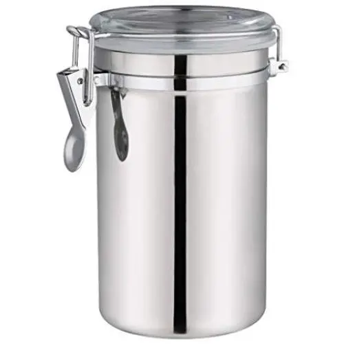 Cookie Jar Cereal Coffee Storage Containers Jar 304 Stainless Steel with Lids Airtight Bpa Free Large, Food Storage Containers Jar for Kitchen Pantry Organization Canister Candy Bulk, 1L