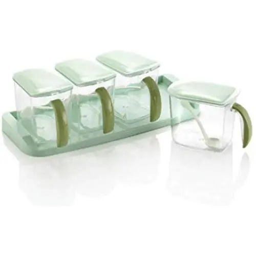 Mini Gewürzbehälter, Set von 4 aus Kunststoff, für Haushalt, einfache Gewürzboxen