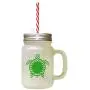 Green Green Blue Tortoise Image Frosted Glass Mason Jar With Straw Green Green Blue Tortoise Image Frosted Glass Mason Jar With Straw