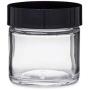 1 oz Clear Glass Squat Jars (Black PP Cap) Case 48 by Berlin Packaging