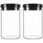 IDEALUX Pack of 2 Glass Storage Jars with Lids,Round Food Grade Air Tight Containers,Multi Purpose Jar BPA Free 33oz