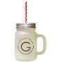 Brown Alphabet G, Girl Grass Green Gift Glad Frosted Glass Mason Jar With Straw
