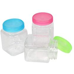 Plastic Jars Unique Yet Complimentary Lid Colors 3pk