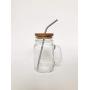 Mason Jar Mug Set with Bamboo Lid + Stainless Steel Straws