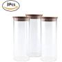 ComSaf Glass Food Storage Canisters with Lids Set of 3-30oz, BPA Free High Borosilicate Glass Cookies Jars with Sealing Bamboo Cover