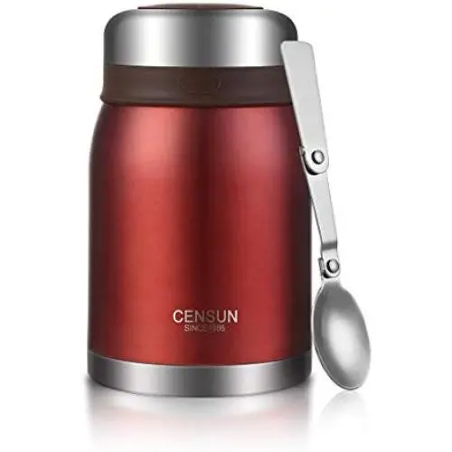 ONEISALL Stainless Steel Food Jar - 24oz Kids and Adults Lunch Thermos with Folding Spoon - Baby Food Storage Container Flask (Red) ONEISALL Stainless Steel Food Jar - 24oz Kids and Adults Lunch Thermos with Folding Spoon - Baby Food Storage Container Flask (Red)