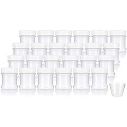 Natural Spice Sifter Jar with Airtight White Lids holds 1 oz / 30 ml / 28 grams each (24 pack) + Measuring Cup