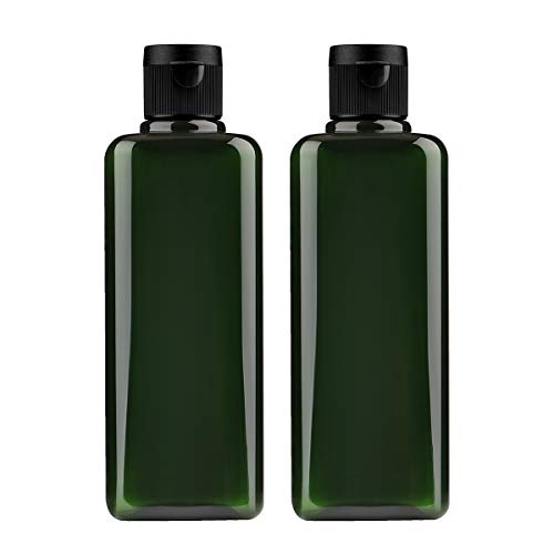 Sdootbeauty Plastic Empty Bottles Squeeze Bottles with Flip Cap, Flip Cap Bottle - Pack of 2, 200ml/6.7oz Green