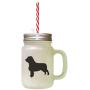 Black Field Spaniel Silhouette Frosted Glass Mason Jar With Straw