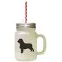 Black Field Spaniel Silhouette Frosted Glass Mason Jar With Straw Black Field Spaniel Silhouette Frosted Glass Mason Jar With Straw