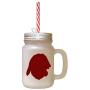 Maroon Greek Harehound Silhouette Frosted Glass Mason Jar With Straw