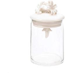 Glass Jars With Lid, Porcelain Ivory Flower Lid With Glass Jar Small For Food