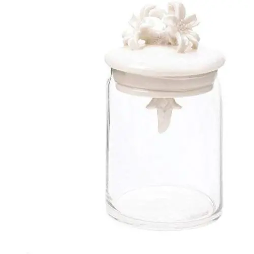 Glass Jars With Lid, Porcelain Ivory Flower Lid With Glass Jar Small For Food
