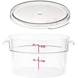 Cambro RFSCW2135 Camwear 2-Quart Clear Round Food Storage Container with Cambro RFSCWC2135 Clear Round Lid