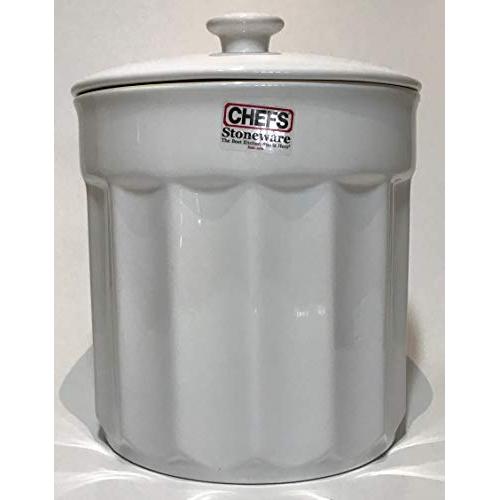 Chefs White Stoneware Crock with Lid - Medium