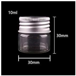 10ml 15ml 20ml 25ml 30ml(1OZ) 40ml 50ml 60ml(2OZ) Transparent Glass Spice Bottles Jars Terrarium With Silver Screw Cap,10ml