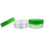 (Quantity: 100 Pieces) Beauticom 3G/3ML Round Clear Jars with GREEN Lids for Scrubs, Oils, Toner, Salves, Creams, Lotions, Makeup Samples, Lip Balms - BPA Free