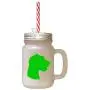 Green German Rough Haired Pointer Silhouette Frosted Glass Mason Jar With Straw Green German Rough Haired Pointer Silhouette Frosted Glass Mason Jar With Straw