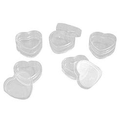 QXcom 60 Pcs 4ml Empty Clear Plastic Heart Shape Cream Pot Jar Box Plastic Refillable Cosmetic Jars Bottle Makeup Cosmetic Container Case with Lid Cream Lotion Eye Shadow Lip Balm Jewelry Storage