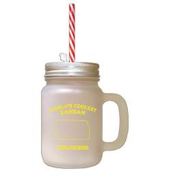 Yellow WorldS Coolest Kansan Girlfriend KS Frosted Glass Mason Jar With Straw