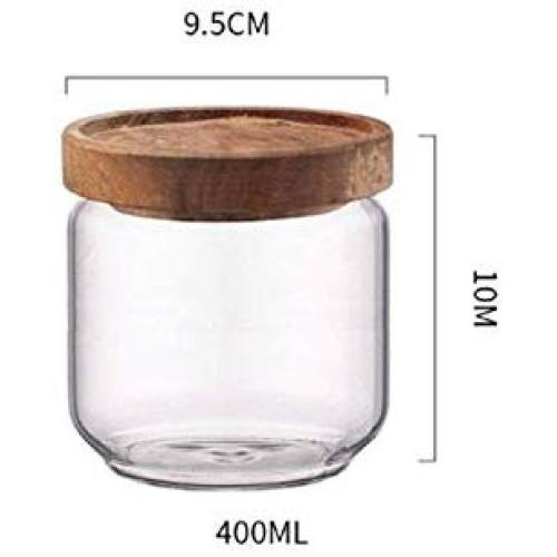 HIZLJJ 3 Pieces Air Tight Storage Jar, Glass Storage Tank with a Natural Bamboo Lid Grains Nuts Tank Can Kitchen Sorting Food Storage Box Container (Size : S)