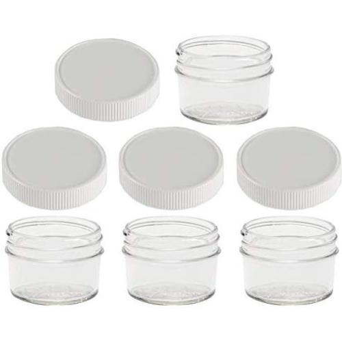 Jarming Collections 4 Glass Mason Jars-4 oz Regular Mouth with (BPA Free) Leak Proof Airtight Storage Lids-Great for Baby Food or Milk, Dry Goods, Kitchen Goods, Crafts, Lotion, Beauty Products