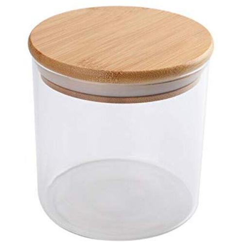 AKKAPEARY 550ML Food Prep Storage Jar Airtight Seal Bamboo Lid Clear Glass Canister Cooking Baking Tool Cookware Serveware Tabletop Home Kitchen Restaurant Hotel Gift Microwave Oven Dishwasher Safe