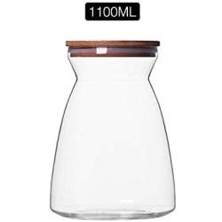 Kitchen Organizer Grain Storage Tank Food Sealed Can Transparent Glass Coffee Beans Storage Jar Tea Can With Bamboo Lid,1100ML