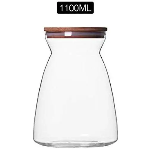 Kitchen Organizer Grain Storage Tank Food Sealed Can Transparent Glass Coffee Beans Storage Jar Tea Can With Bamboo Lid,1100ML