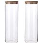 Transparent Glass Jars Storage Container For Tea Coffee Spice Candy With Bamboo Cover,1800Ml 10X25Cm