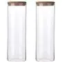 Bouteilles en verre transparentes pour rangement thé café épices bonbons, avec couvercle en bambou, 1800ml 10x25cm Bouteilles en verre transparentes pour rangement thé café épices bonbons, avec couvercle en bambou, 1800ml 10x25cm