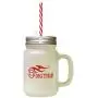 Red Dig This! Frosted Glass Mason Jar With Straw