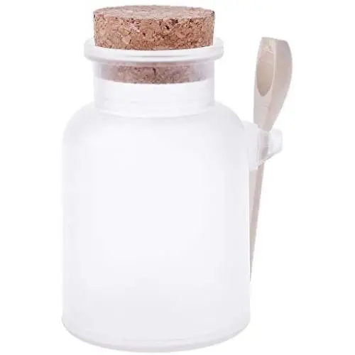 XISAOK Scrub Salt Bottle Sealed Jar Wooden Spoon Soft CorkFrosted Seal Bottle 200ml XISAOK Scrub Salt Bottle Sealed Jar Wooden Spoon Soft CorkFrosted Seal Bottle 200ml