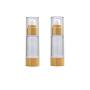 2PCS 30ml/1oz Empty Nature Bamboo Plastic Airless Vacuum Pump Emulsion Bottle with Clear Dust Cover Refillable Sample Packing Container Storage Pots Jars Vials for Body Cream Lotion Essence (Clear)