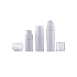 6PCS Empty Upscale White Plastic Airless Vacuum Cream Lotion Pump Bottle Container Jar Pot Travel Portable Bayonet Toner Bottle Vial (15ml/ 0.5oz)