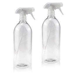 Permotary 2 PCS 32oz/1000ml Plastic Spray Bottle with White Trigger Adjustable Head Sprayer,Empty Durable Leak Off Refillable Spray Bottles Hold Water Oil for Hair,Beauty,Plant,Bathroom,Daily Cleaning