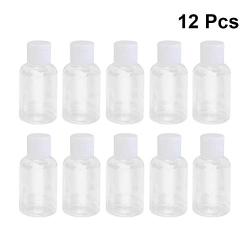 Lurrose 12Pcs 50ml Empty plastic sample bottle container jar pot with flip lid for emollient water shower gel emulsion