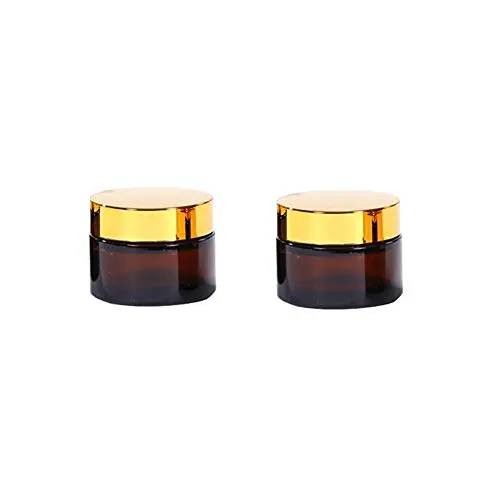 2 STÜCKE 30ML 1OZ Braune Leere Glascremeflasche mit Goldverschluss und Innendeckel – Gesichtsheim-Augenheimspeicherbehälter für Kosmetikbehälter zum Auffüllen für Reisen, Urlaub, Alltag.